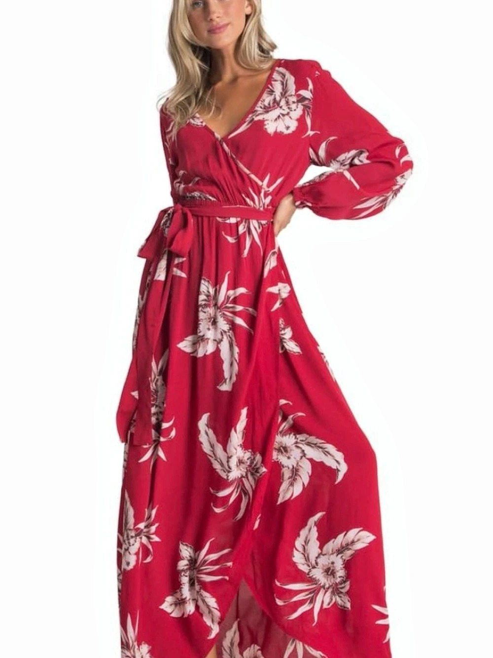 Billabong Night Bloom Floral Maxi Dress Red & Pink XS Like New